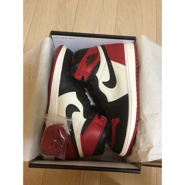 NIKE(ナイキ)のNIKE JORDAN 1 bred toe つま赤 27.5cm メンズの靴/シューズ(スニーカー)の商品写真