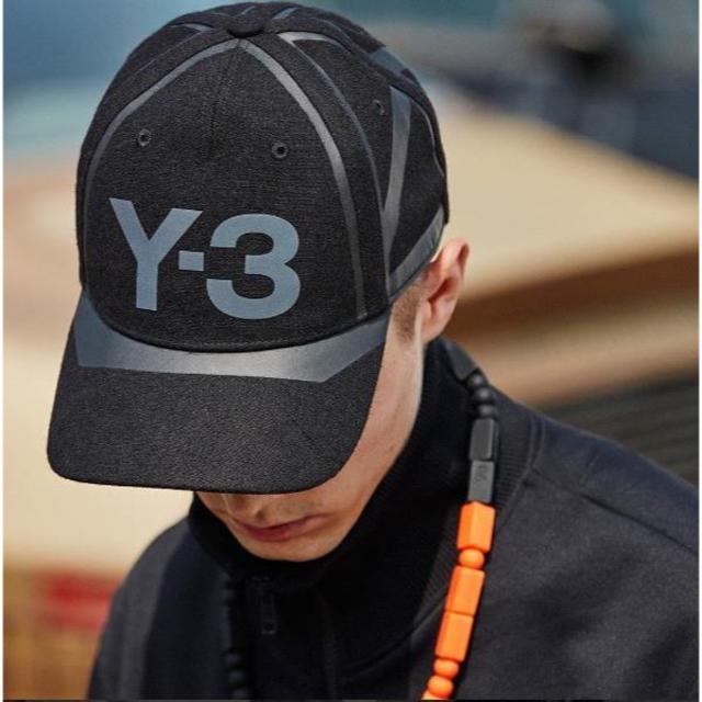 Yohji Yamamoto(ヨウジヤマモト)の新古品Y-3リフレクターテーピングアジャスターウールキャップ メンズの帽子(キャップ)の商品写真