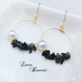 Laulea★天然石・2018秋冬★スモーキークォーツ パール(ピアス)