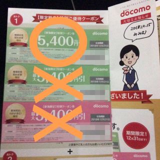 エヌティティドコモ(NTTdocomo)の東海限定 ドコモ クーポン券 docomo 機種変更 契約変更(ショッピング)