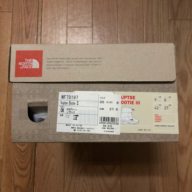 THE NORTH FACE(ザノースフェイス)の国内正規品 完売 未使用 ノースフェイス  Nuptse Bootie Ⅲ メンズの靴/シューズ(ブーツ)の商品写真