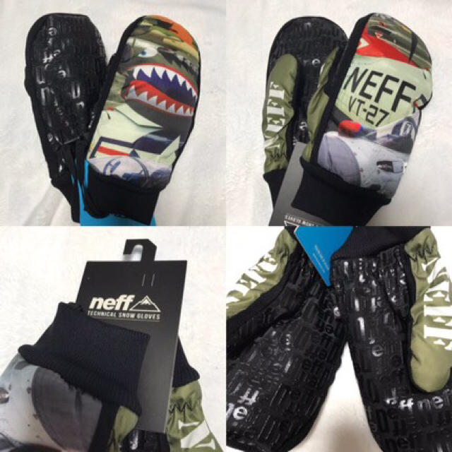 Neff(ネフ)の【新品】 neff デザイン ミトン グローブ 戦闘機スノーボード 数量限定 スポーツ/アウトドアのスノーボード(ウエア/装備)の商品写真