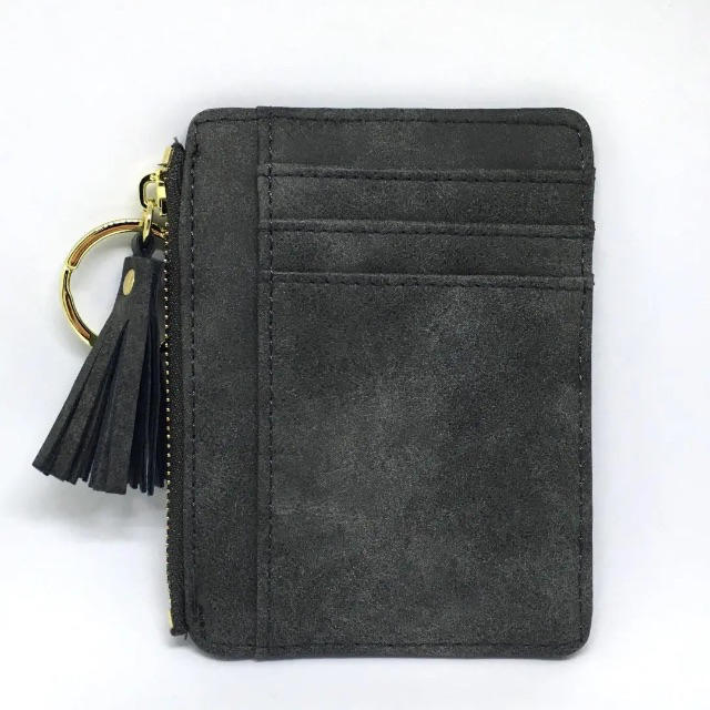 薄い財布 グレー キーリング付 薄型 小銭入れ カード入れ レディースのファッション小物(財布)の商品写真
