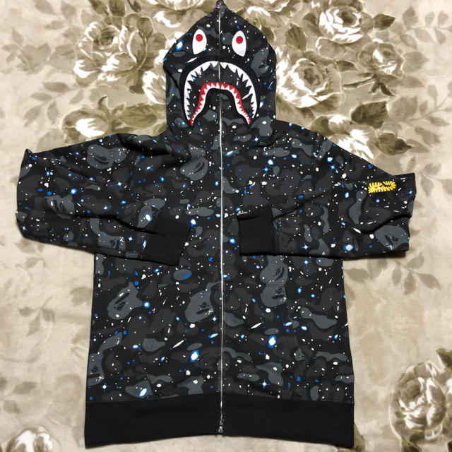 A BATHING APE アベイシングエイプ Space Camo Shark Full Zip Parka 001ZPD301018X スペースカモ シャークパーカー フルジップパーカー ブラック/グレー