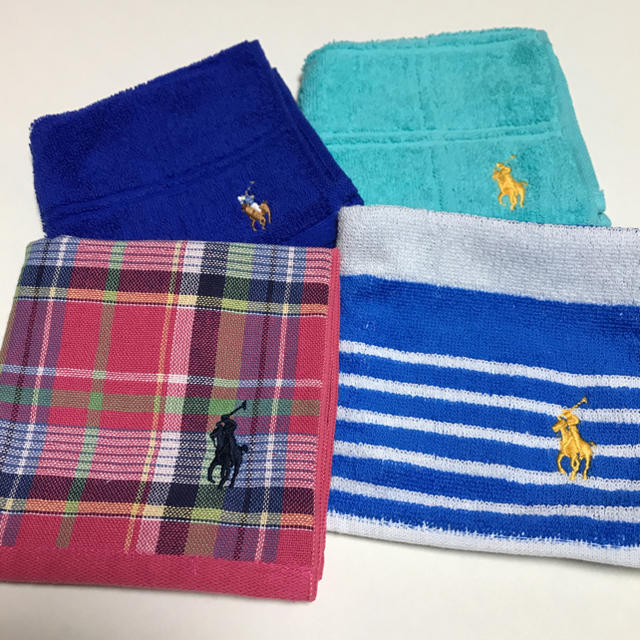 POLO RALPH LAUREN(ポロラルフローレン)のPOLO ラルフローレン タオルハンカチ 4枚セット メンズのファッション小物(ハンカチ/ポケットチーフ)の商品写真