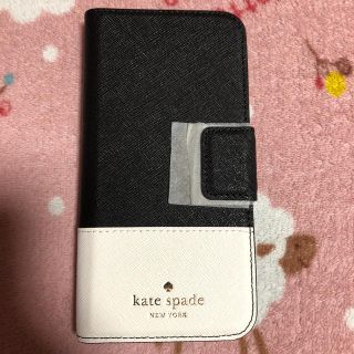 ケイトスペードニューヨーク(kate spade new york)のケイトスペード iPhone7/8ケース ブラック ホワイト 手帳型(iPhoneケース)