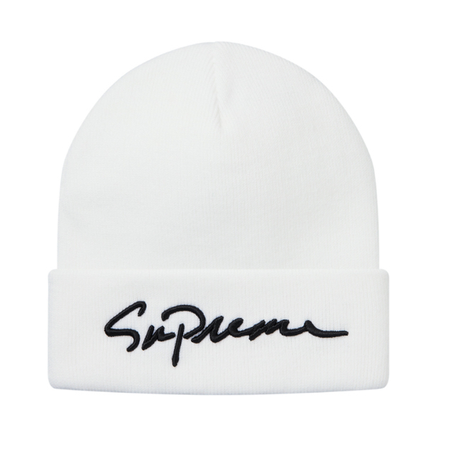 Supreme classic script beanie Whiteメンズ