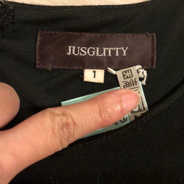 JUSGLITTY(ジャスグリッティー)のJUSGLITY　ラメ七分丈ドッキングワンピ レディースのワンピース(ひざ丈ワンピース)の商品写真