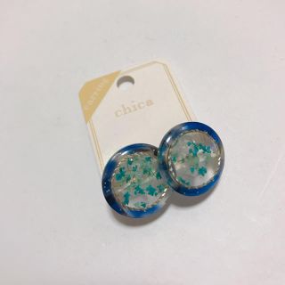 スリーコインズ(3COINS)のノンホールピアス＊イヤリング＊ブルー＊押し花(イヤリング)