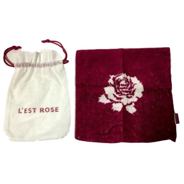 L'EST ROSE(レストローズ)のL'EST ROSE 巾着ポーチ+タオルセット 未使用非売品 レディースのファッション小物(ハンカチ)の商品写真