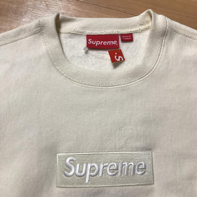 supreme box logo crewneck natural s 18aw