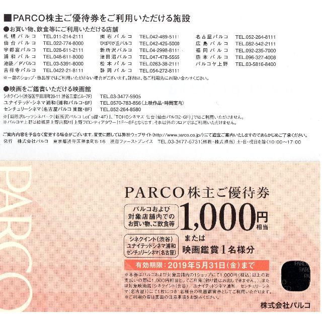 PARCO株主ご優待券　1000円相当２枚 その他のその他(その他)の商品写真