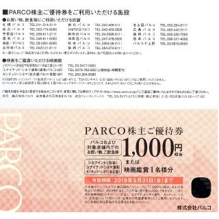 PARCO株主ご優待券　1000円相当２枚(その他)