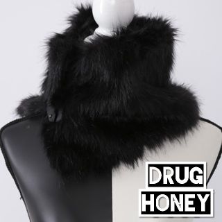 ファンキーフルーツ(FUNKY FRUIT)の【DrugHoney】合皮ベルト付きファースヌード／黒(マフラー)