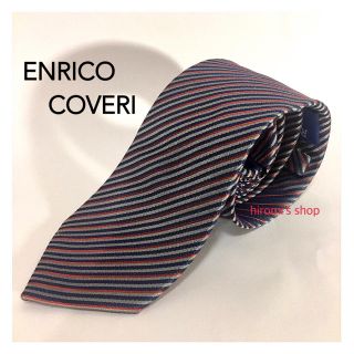 エンリココベリ(ENRICO COVERI)の【美品】ENRICO COVERI シルク ネクタイ ネイビー グレー イタリア(ネクタイ)