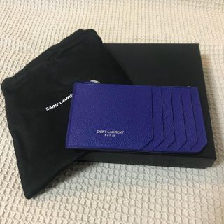 サンローラン(Saint Laurent)のSAINT LAURENT サンローラン カードケース ブルー 新品(名刺入れ/定期入れ)