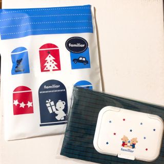 ファミリア(familiar)のファミリア  グリーンチェック おしりふきポーチ(ベビーおしりふき)