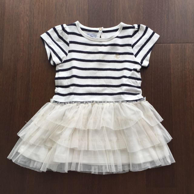 PETIT BATEAU(プチバトー)のプチバトー チュール付きワンピース キッズ/ベビー/マタニティのキッズ/ベビー/マタニティ その他(その他)の商品写真