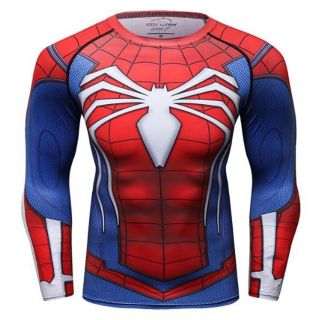 新品 メンズ 長袖 ドライ インナー ドライ Tシャツ コスプレ スパイダー③(トレーニング用品)