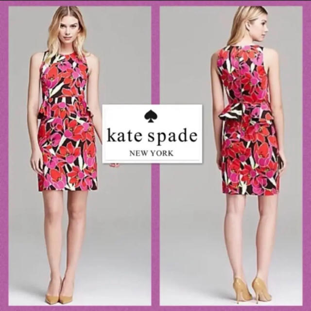 kate spade new york(ケイトスペードニューヨーク)の【3日間限定価格】kate spade 花柄ワンピース サイズ0 レディースのワンピース(ひざ丈ワンピース)の商品写真