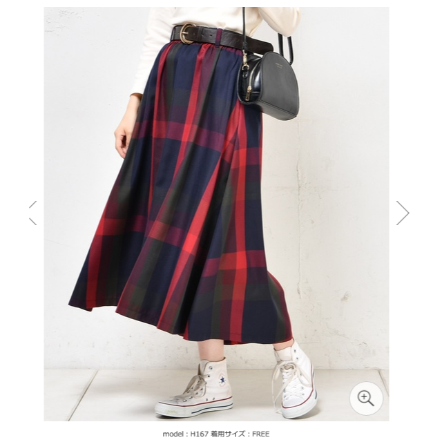 natural couture(ナチュラルクチュール)のナチュラルクチュール BIGチェックフレアスカート　新品未使用　 レディースのスカート(ロングスカート)の商品写真