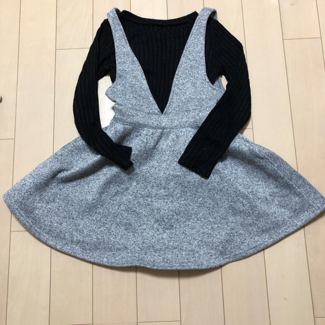 ニット ジャンバースカート 2点セット 140cm キッズ/ベビー/マタニティのキッズ服女の子用(90cm~)(ワンピース)の商品写真