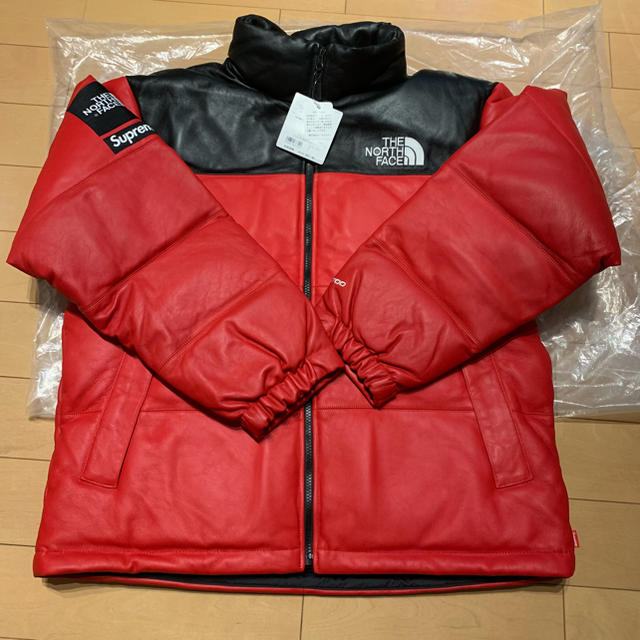 supreme north face レザーヌプシ L赤