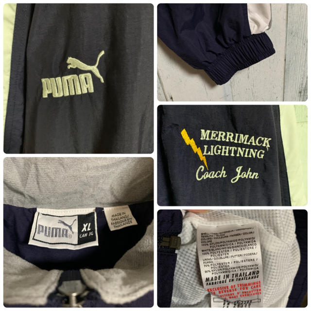 90's PUMA プーマ ライン デザイン ナイロン ジャケット XL 美品