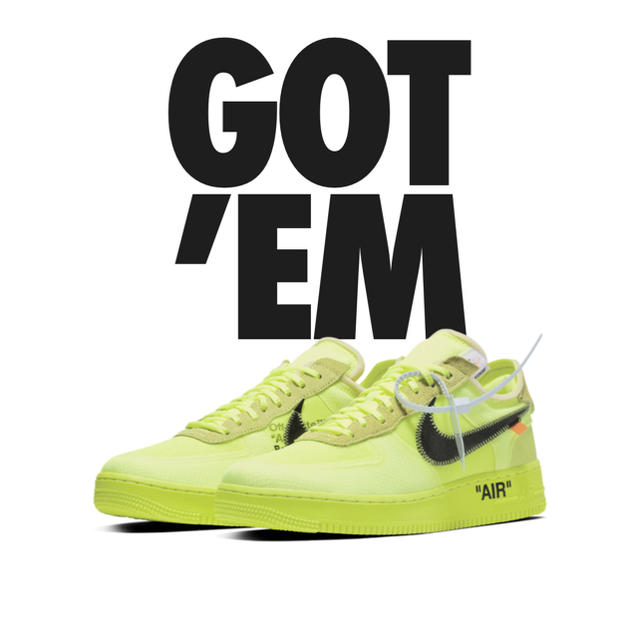 NIKE off-white airforce1 イエロー 28.0