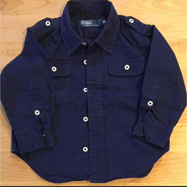 POLO RALPH LAUREN(ポロラルフローレン)のPolo 紺色長袖シャツ 80cm キッズ/ベビー/マタニティのベビー服(~85cm)(シャツ/カットソー)の商品写真