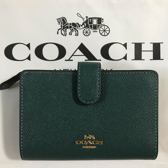 COACH - 新品！コーチ 二つ折り財布 ダークグリーンの通販 by 値下げ交渉ご遠慮下さい｜コーチならラクマ