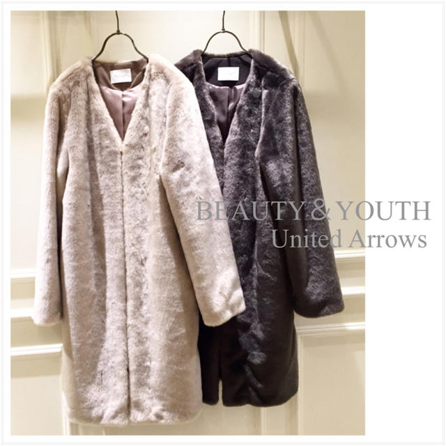 BEAUTY&YOUTH UNITED ARROWS(ビューティアンドユースユナイテッドアローズ)のB&Y フェイクファーノーカラーコート todayfulシップス ドアーズKBF レディースのジャケット/アウター(毛皮/ファーコート)の商品写真