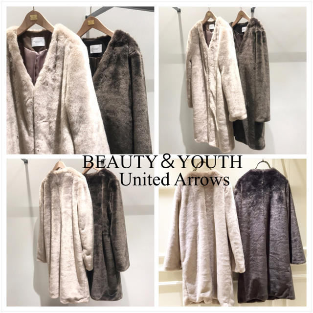 BEAUTY&YOUTH UNITED ARROWS(ビューティアンドユースユナイテッドアローズ)のB&Y フェイクファーノーカラーコート todayfulシップス ドアーズKBF レディースのジャケット/アウター(毛皮/ファーコート)の商品写真