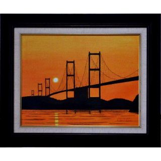 ★夕日と瀬戸大橋 ・谷村一男作・肉筆油彩画・F6・新品額付(送料無料）(絵画/タペストリー)