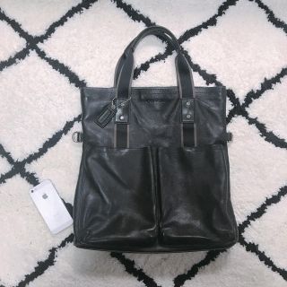 コーチ(COACH)のcoach◇コーチ メンズレザートートバッグ 黒(トートバッグ)