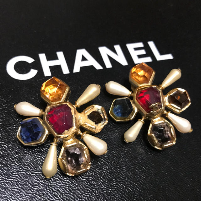 CHANEL シャネル ヴィンテージ イヤリング ジャンク カラーストーンレディース