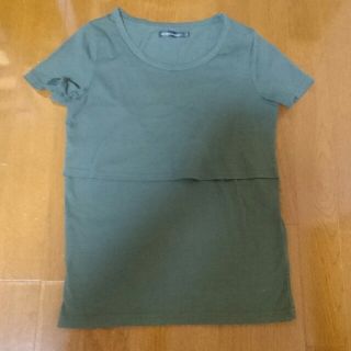 ニッセン(ニッセン)の授乳口付 シンプルTシャツ カーキ M(マタニティトップス)