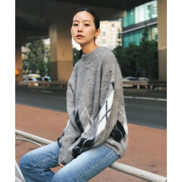 moussy(マウジー)のmoussy FUZZY ARGYLE SWEATER 新品タグ付き レディースのトップス(ニット/セーター)の商品写真