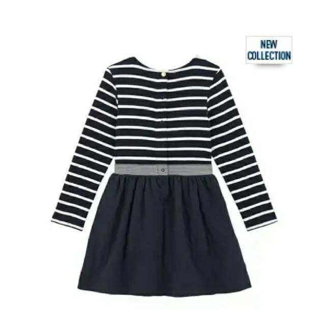 PETIT BATEAU(プチバトー)のクリスマスセール！プチバトー2018AWマリニエールコンビワンピース4a キッズ/ベビー/マタニティのキッズ服女の子用(90cm~)(ワンピース)の商品写真