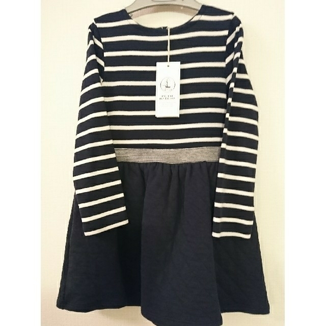 PETIT BATEAU(プチバトー)のクリスマスセール！プチバトー2018AWマリニエールコンビワンピース4a キッズ/ベビー/マタニティのキッズ服女の子用(90cm~)(ワンピース)の商品写真