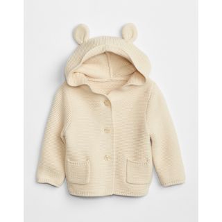 ベビーギャップ(babyGAP)のbaby gapくま耳ガーター編みニットカーディガン60ベージュギャップベビー(ジャケット/コート)