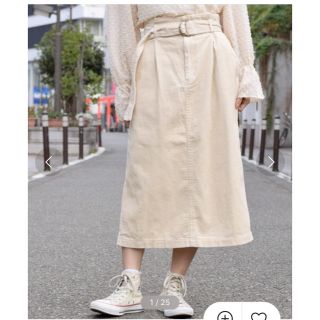 ダブルクローゼット(w closet)のwcloset/ベルト付きコーデュロイナロースカート(ひざ丈スカート)