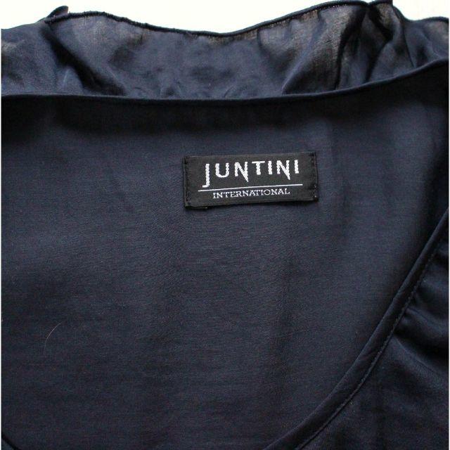 美品★JUNTINIフリル長袖ブラウス&ツイードドッキング切替ワンピース レディースのワンピース(ミニワンピース)の商品写真