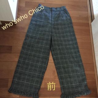 フーズフーチコ(who's who Chico)のwho'swhoChico 裾フリルチェックパンツ(カジュアルパンツ)