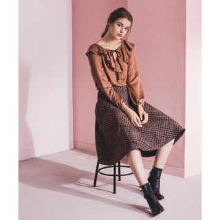 ジルスチュアート(JILLSTUART)のJILLSTUART ブリジット千鳥フロッキープリントスカート(ひざ丈スカート)