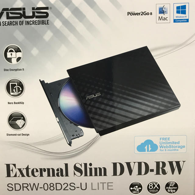 ASUS(エイスース)のasus 外付けdvdドライブ スマホ/家電/カメラのPC/タブレット(PC周辺機器)の商品写真