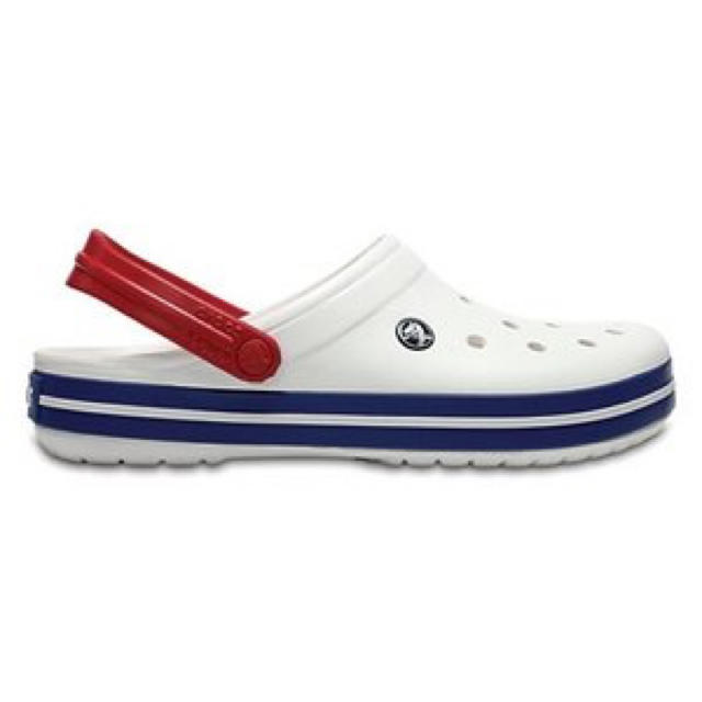 crocs(クロックス)のクロックス 29cm ホワイト ブルー レッド クロッグ バンド ビーチサンダル メンズの靴/シューズ(サンダル)の商品写真