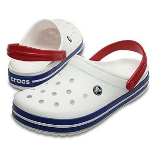 クロックス(crocs)のクロックス 29cm ホワイト ブルー レッド クロッグ バンド ビーチサンダル(サンダル)