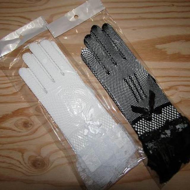 フリル レース リボン 手袋 (ブラック) メッシュ //AVL エンタメ/ホビーのコスプレ(小道具)の商品写真