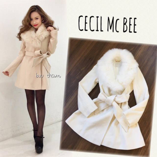 CECIL McBEE(セシルマクビー)のCECIL Mc BEE♡フォックスファーAラインコート リアルファー レディースのジャケット/アウター(ロングコート)の商品写真